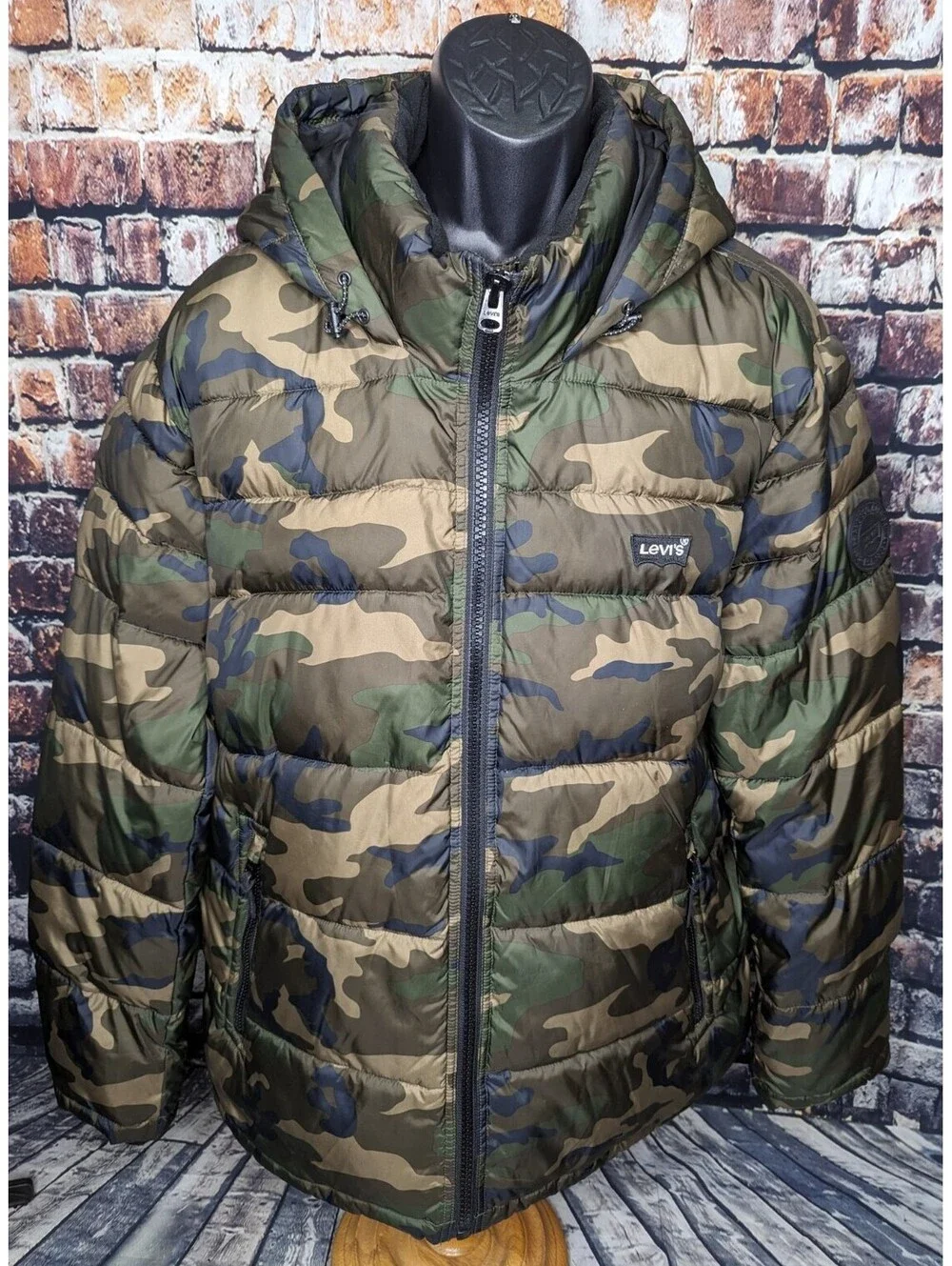 Levi's Arctic Quilted Camo Hooded Winter Puffer Jacket Parka Mid Ski Men XXL 2XL
